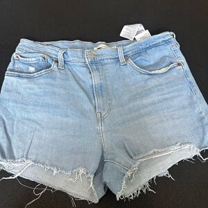 Levi's Light Blue Frayed Hem Jean Shorts